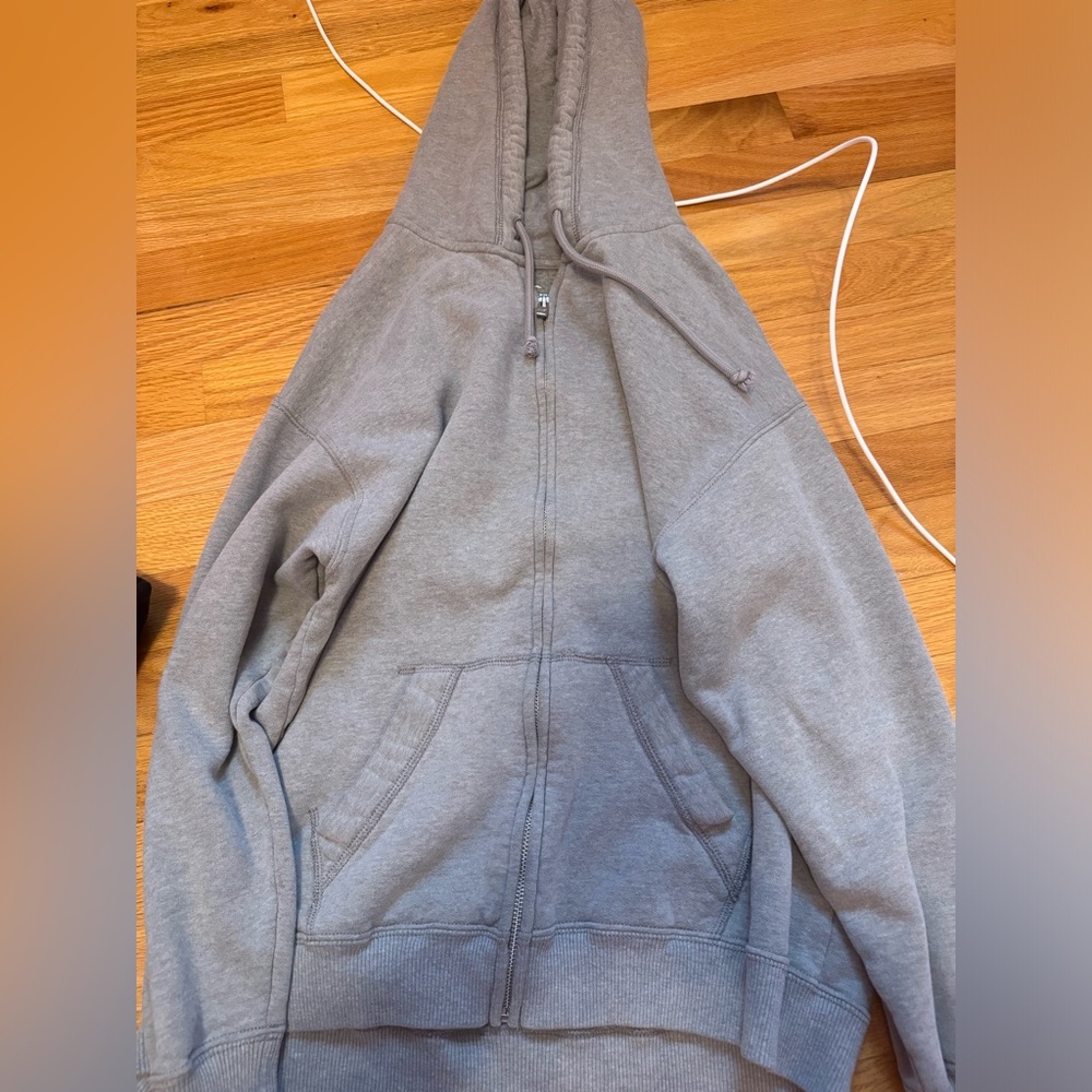 grey full length zip up from hollister size s